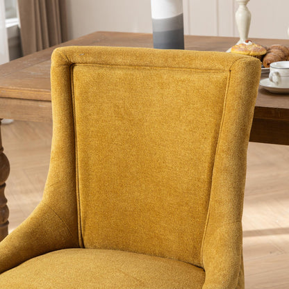 Ultra Side Dining Chair Set mustard yellow upholstery with solid wood legs on Tampa Home & Garden Store