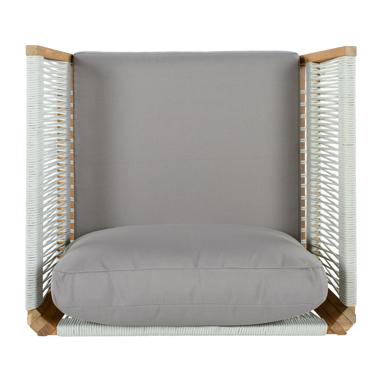Acacia Wood Patio Chair and Woven Rope Accents