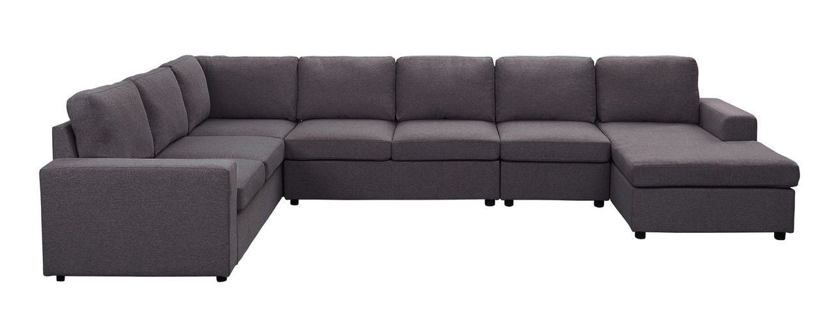 Tifton 7-seat reversible modular sectional sofa chaise dark gray fabric HouseOfZazla stationary on Tampa Home & Garden Store