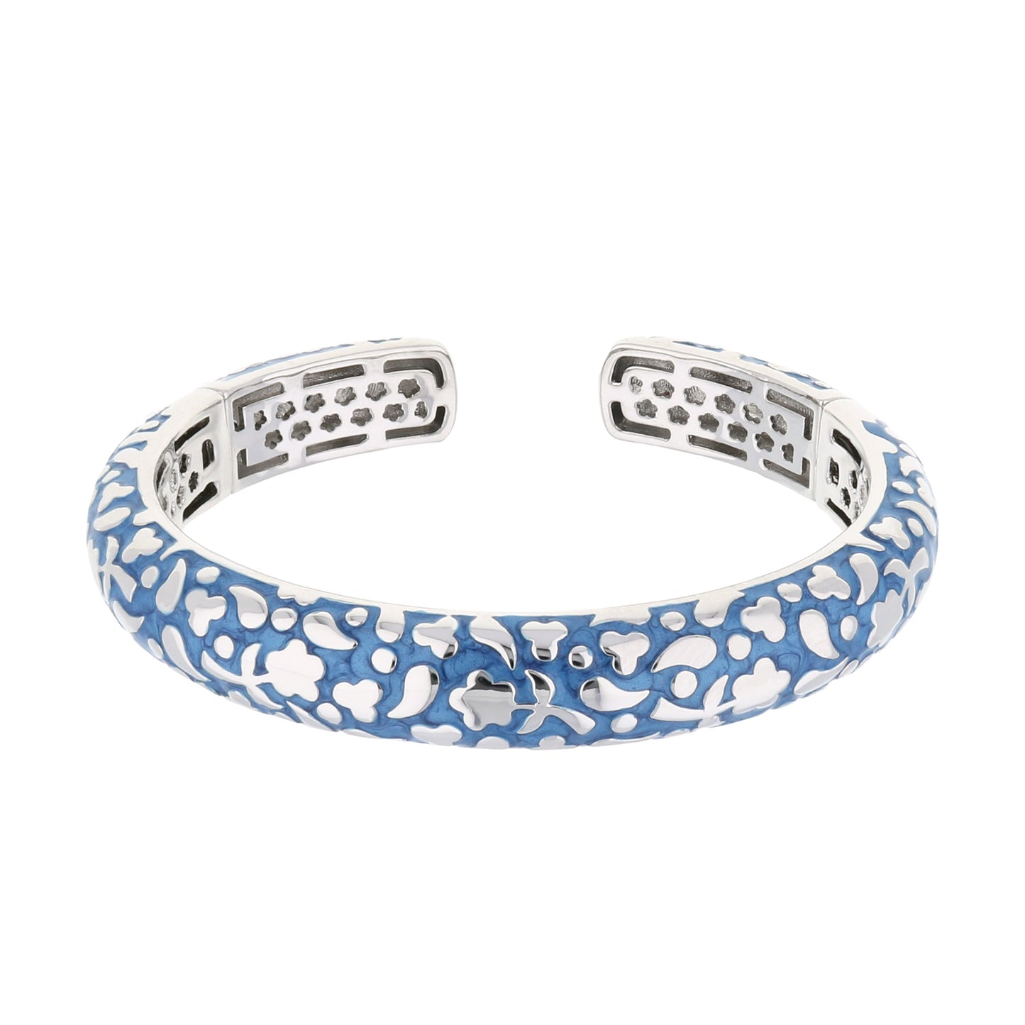 Flowers by Orly Bangle Slim Pebble Cuff blue white enamel hinged bracelet Lauren G Adams on Tampa Home & Garden Store