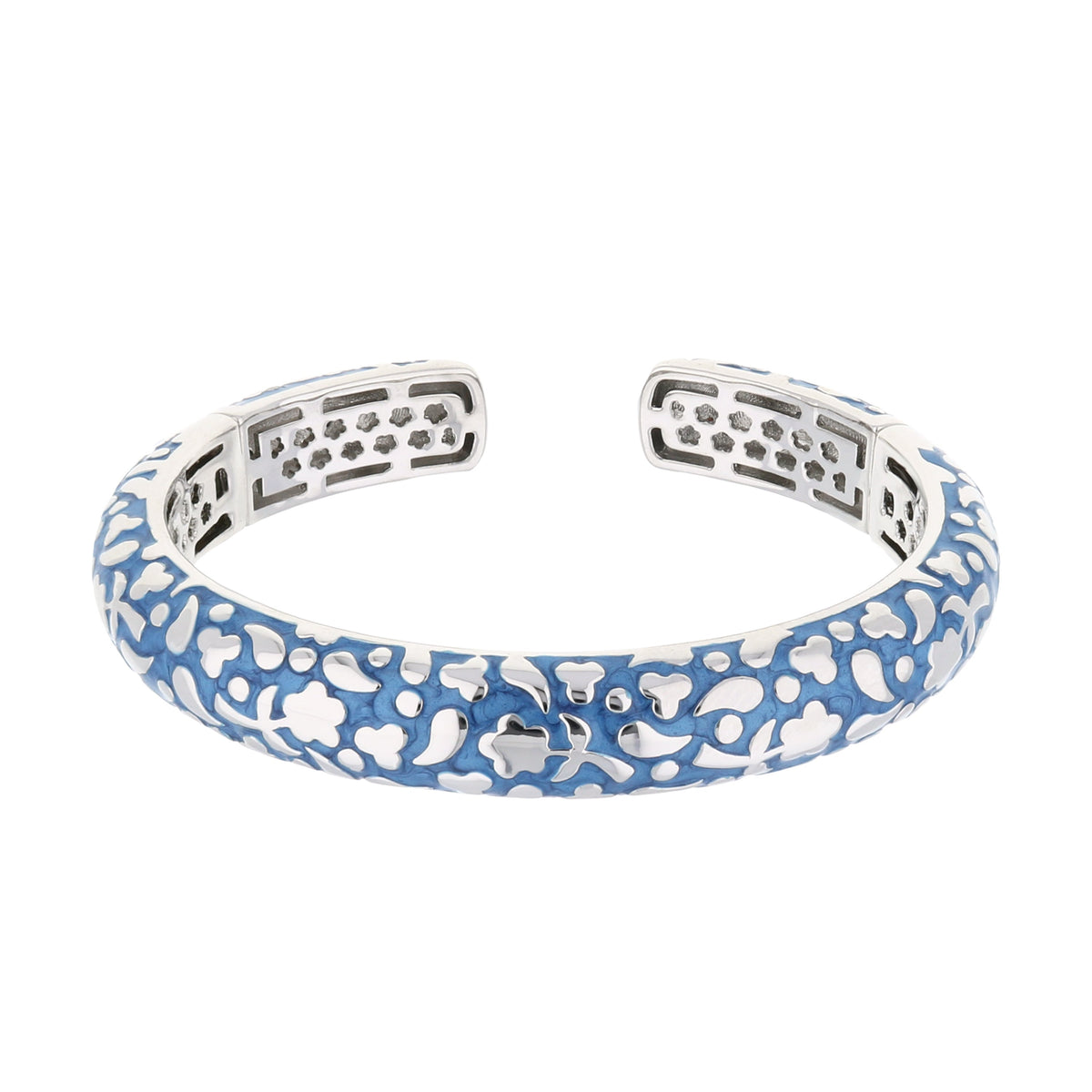 Flowers by Orly Bangle Slim Pebble Cuff blue white enamel hinged bracelet Lauren G Adams on Tampa Home & Garden Store