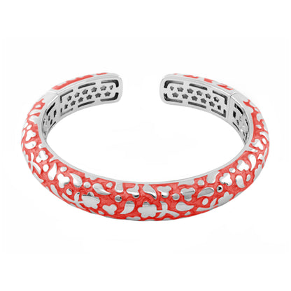 Flowers by Orly Bangle Slim Pebble Cuff red enamel bracelet with white floral cutouts on Tampa Home & Garden Store