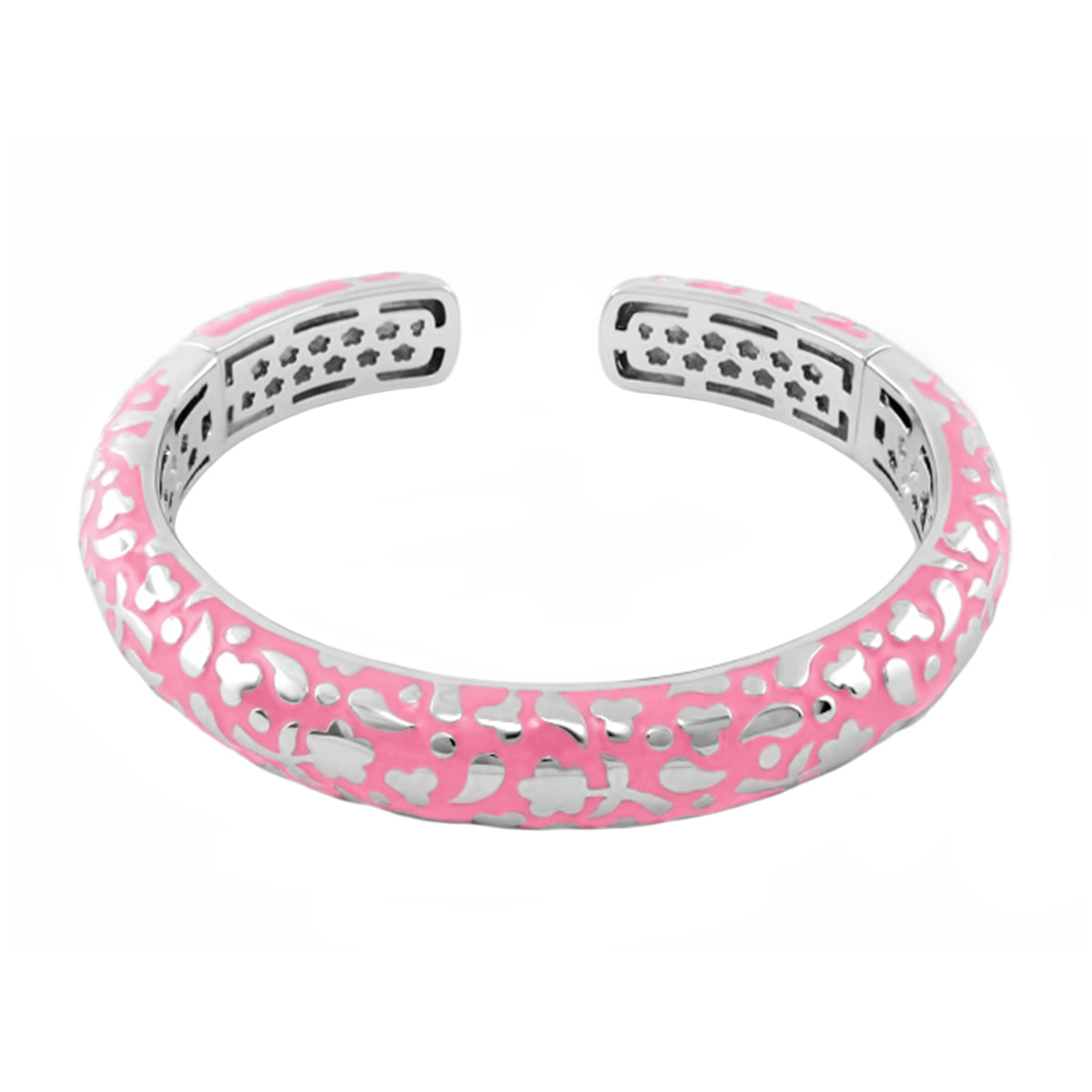 Flowers by Orly Bangle hinged pink pebble cuff bracelet with cutouts by Lauren G Adams on Tampa Home & Garden Store
