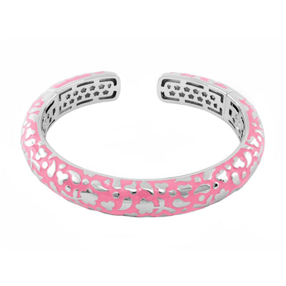 Flowers by Orly Bangle hinged pink pebble cuff bracelet with cutouts by Lauren G Adams on Tampa Home & Garden Store