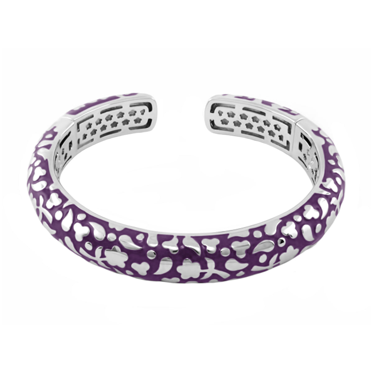 Hinged purple bangle Flowers by Orly Pebble Cuff with white floral cutouts Lauren G Adams on Tampa Home & Garden Store
