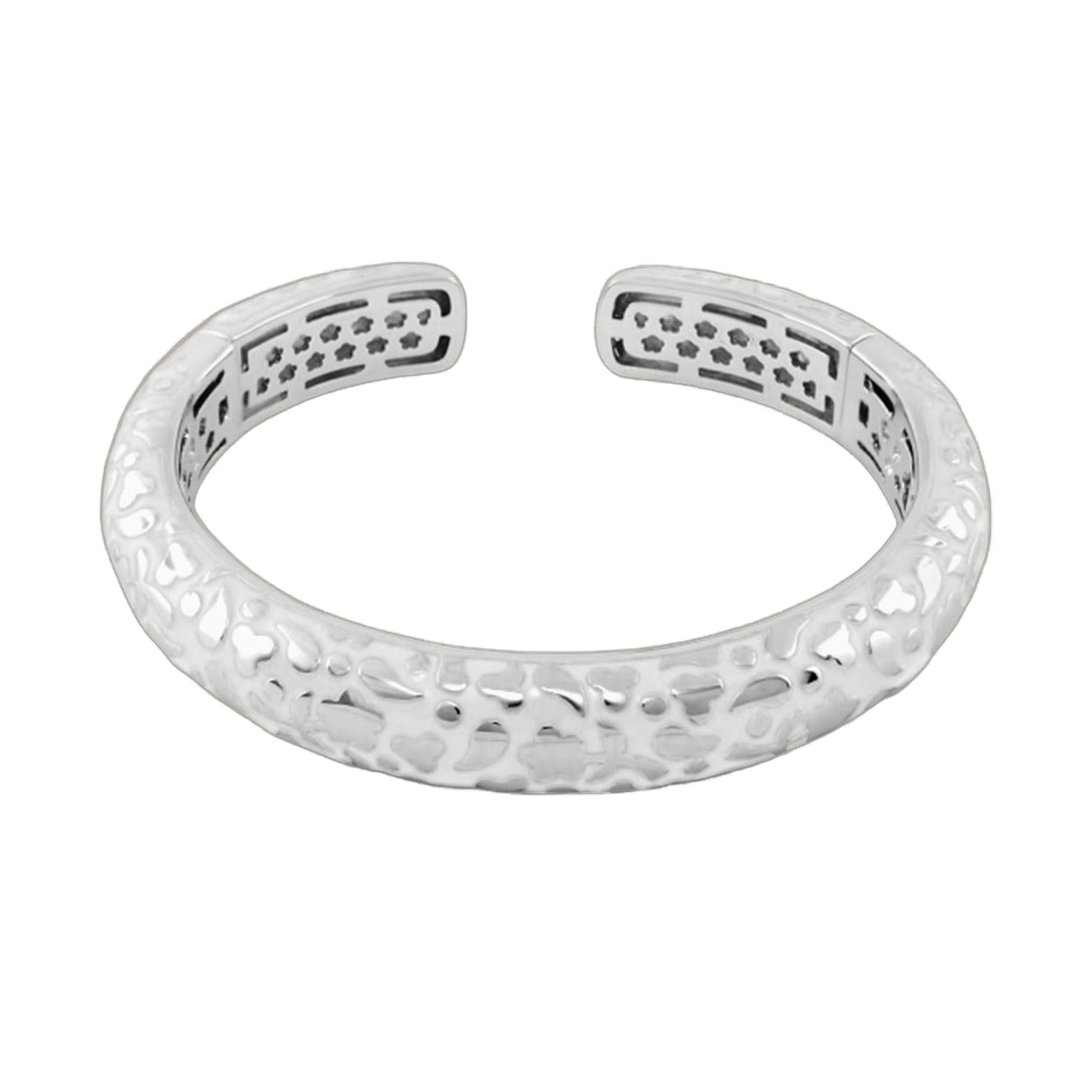 Flowers by Orly Bangle slim pebble cuff hinged bracelet in silver tone on Tampa Home & Garden Store