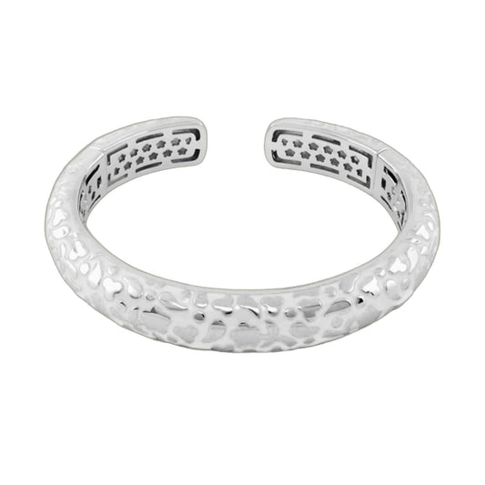 Flowers by Orly Bangle slim pebble cuff hinged bracelet in silver tone on Tampa Home & Garden Store