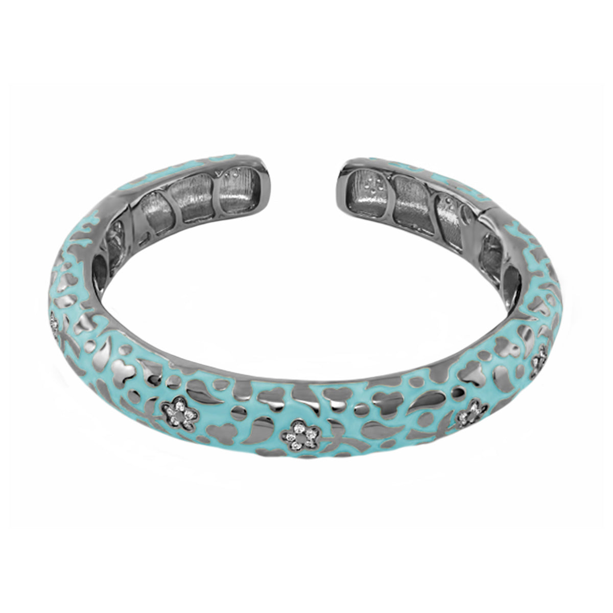Hinged bangle Flowers by Orly Turquoise Pavé Blossom Cuff with cutouts Lauren G Adams on Tampa Home & Garden Store