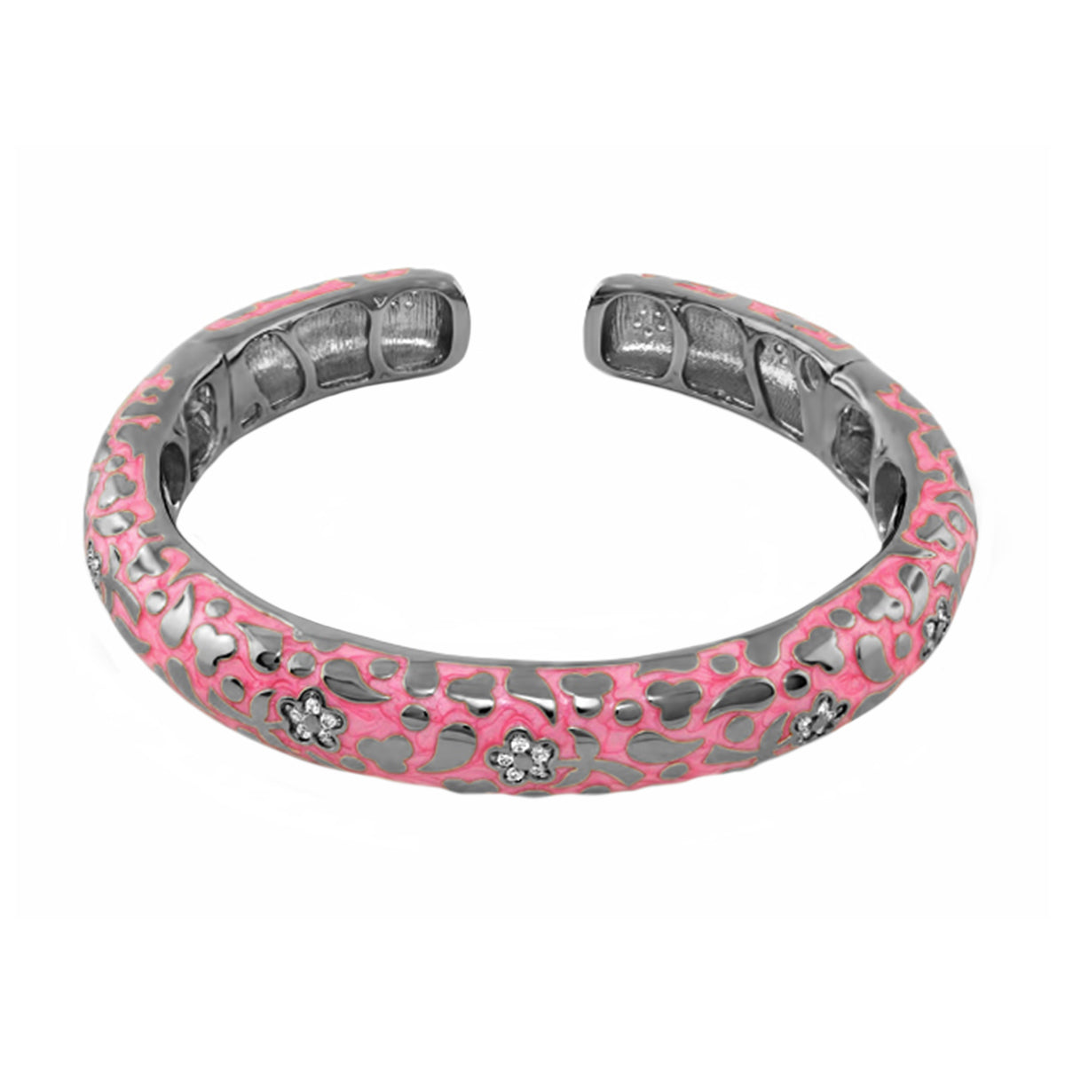 Flowers by Orly Slim Pavé Blossom Cuff hinged pink and silver pavé blossoms Lauren G Adams on Tampa Home & Garden Store
