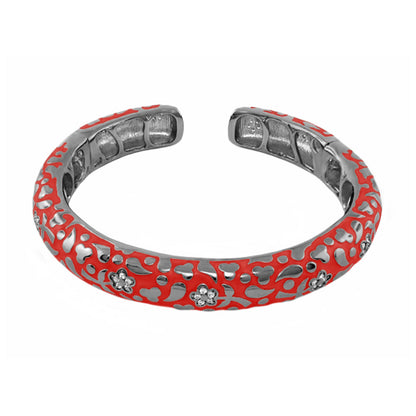 Flowers by Orly Bangle Slim Pavé Blossom Cuff red enamel with floral cutouts on Tampa Home & Garden Store