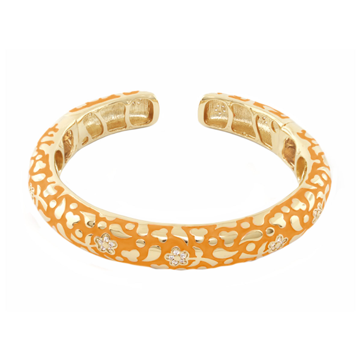 Flowers by Orly Bangle orange enamel hinged with pave blossom accents Lauren G Adams on Tampa Home & Garden Store