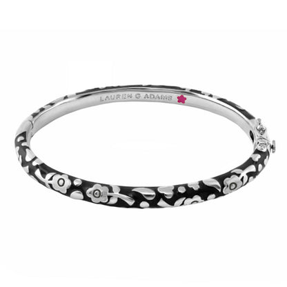 Flowers by Orly stackable bracelet in black enamel with white floral motif, Lauren G Adams on Tampa Home & Garden Store