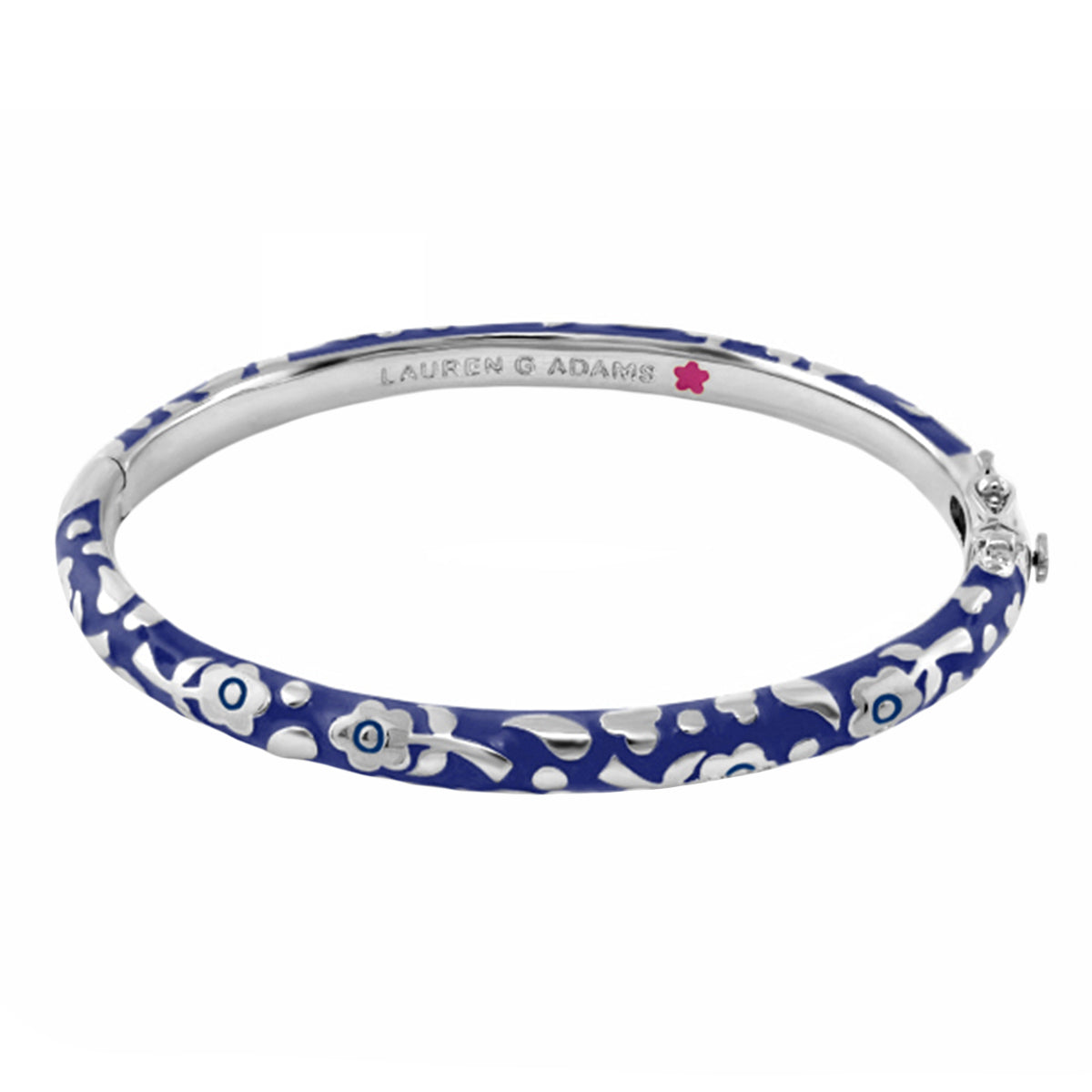 Flowers by Orly stackable bracelet in blue enamel with white floral pattern by Lauren G Adams on Tampa Home & Garden Store