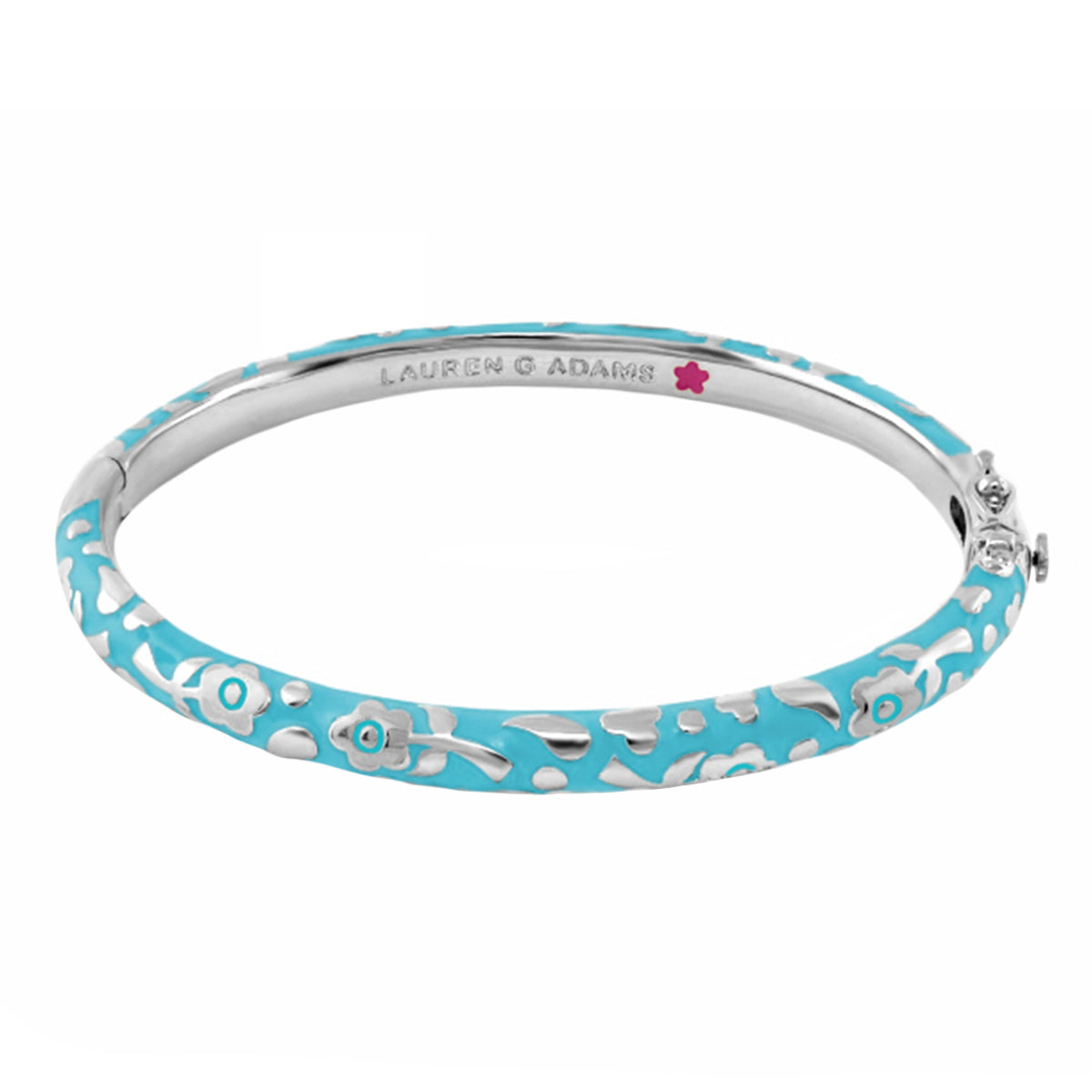 Flowers by Orly Stackable Bangle turquoise enamel with silver floral cutouts Lauren G Adams on Tampa Home & Garden Store