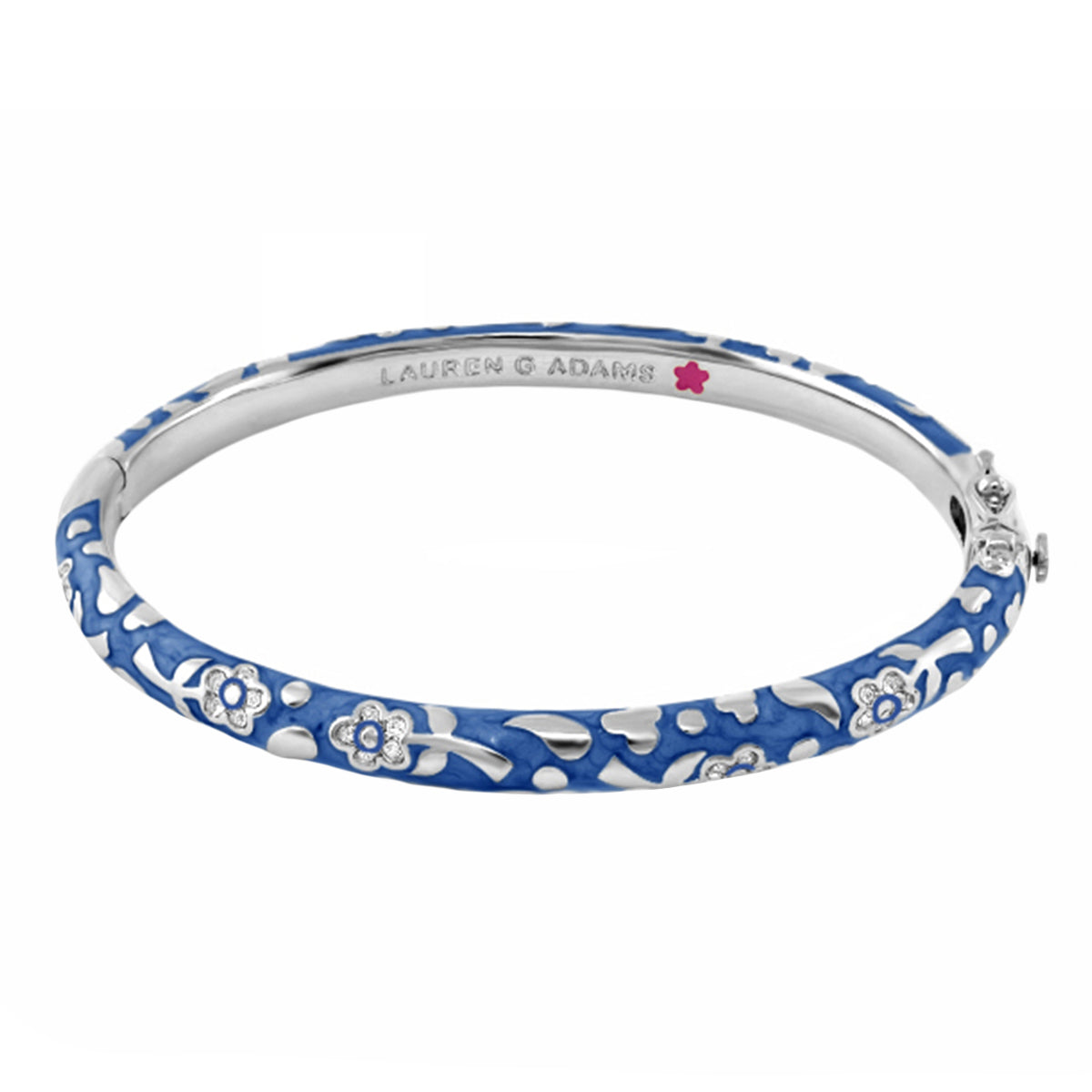 Flowers by Orly stackable blue enamel bangle with floral cutouts and crystal accents, Lauren G Adams on Tampa Home & Garden Store