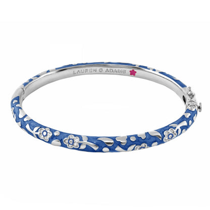 Flowers by Orly stackable blue enamel bangle with floral cutouts and crystal accents, Lauren G Adams on Tampa Home & Garden Store