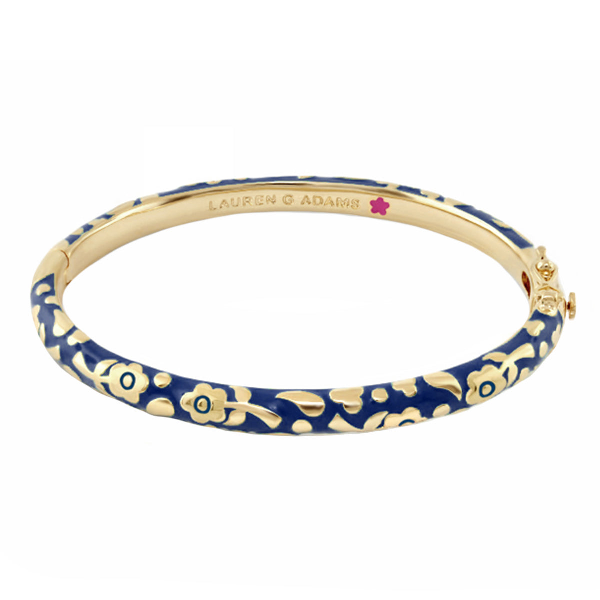 Flowers by Orly Stackable Bangle blue enamel with floral motif, Lauren G Adams bracelet on Tampa Home & Garden Store