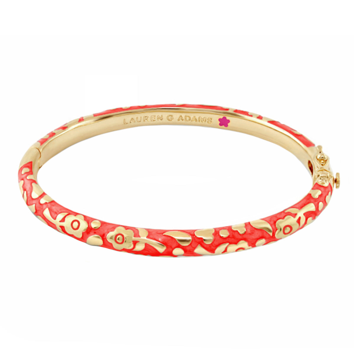 Flowers by Orly Stackable Bangle red enamel gold-tone bracelet with floral motif Lauren G Adams on Tampa Home & Garden Store