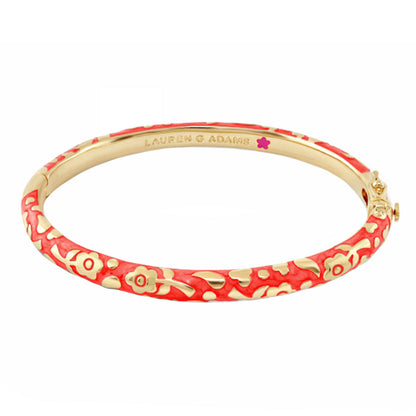 Flowers by Orly Stackable Bangle red enamel gold-tone bracelet with floral motif Lauren G Adams on Tampa Home & Garden Store