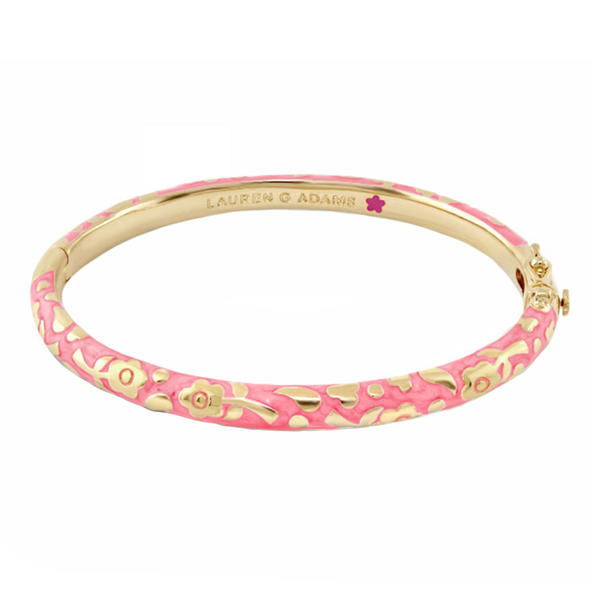 Flowers by Orly Stackable Bangle gold bracelet with pink enamel floral accents Lauren G Adams on Tampa Home & Garden Store