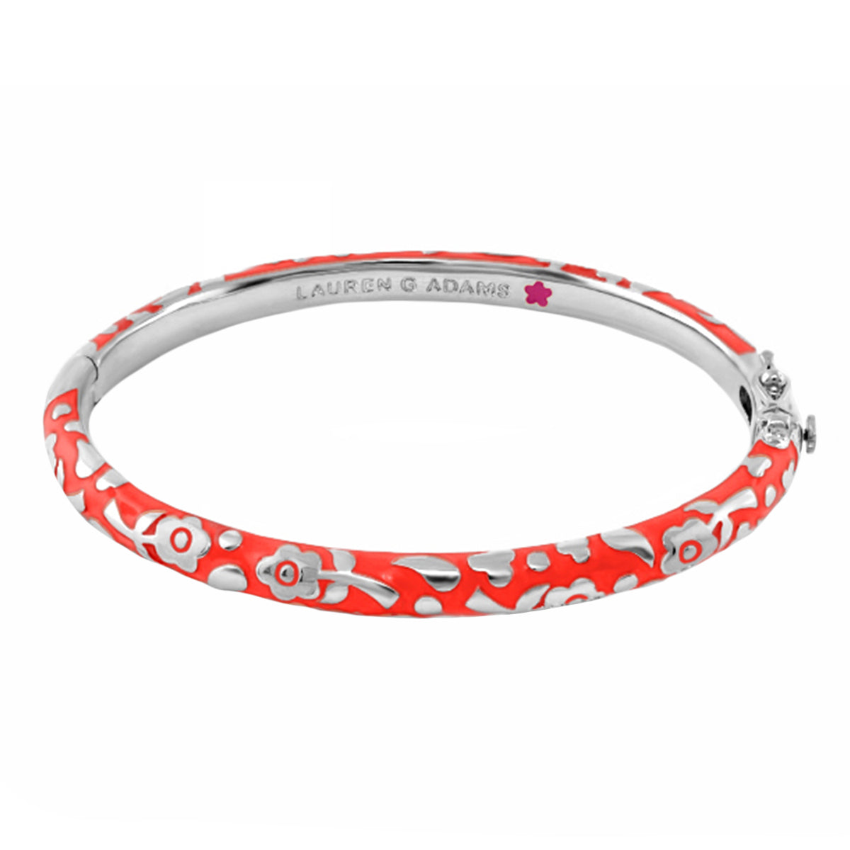 Flowers by Orly Stackable Bangle bracelet in red enamel with silver floral Lauren G Adams on Tampa Home & Garden Store