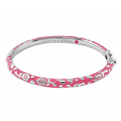 Flowers by Orly Stackable Bangle pink enamel with silver floral pattern by Lauren G Adams on Tampa Home & Garden Store
