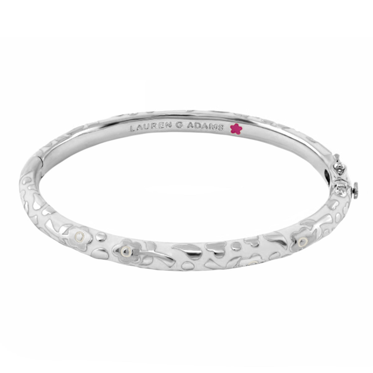 Flowers by Orly stackable bangle, silver-tone bracelet with Lauren G Adams engraving on Tampa Home & Garden Store