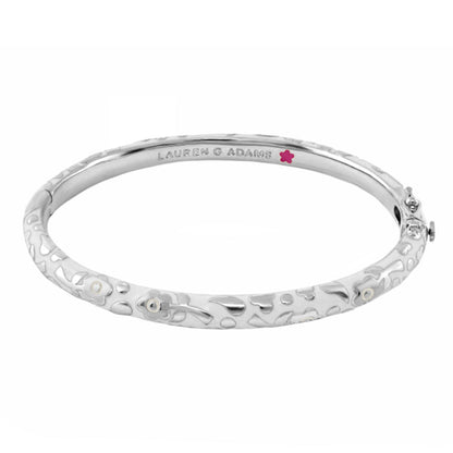 Flowers by Orly stackable bangle, silver-tone bracelet with Lauren G Adams engraving on Tampa Home & Garden Store