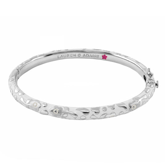Flowers by Orly stackable bangle, silver-tone bracelet with Lauren G Adams engraving on Tampa Home & Garden Store