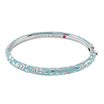 Flowers by Orly Stackable Bangle turquoise enamel bracelet with silver florals Lauren G Adams on Tampa Home & Garden Store
