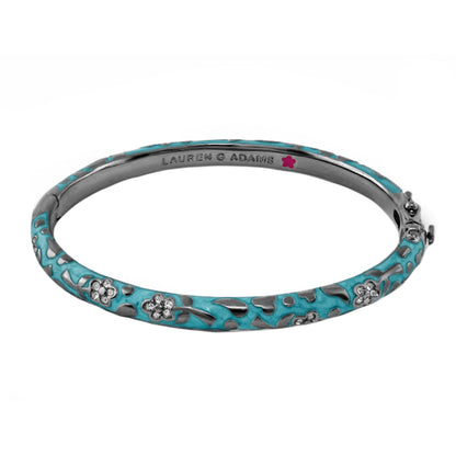 Flowers by Orly Stackable Bangle turquoise enamel with silver crystal flowers on Tampa Home & Garden Store