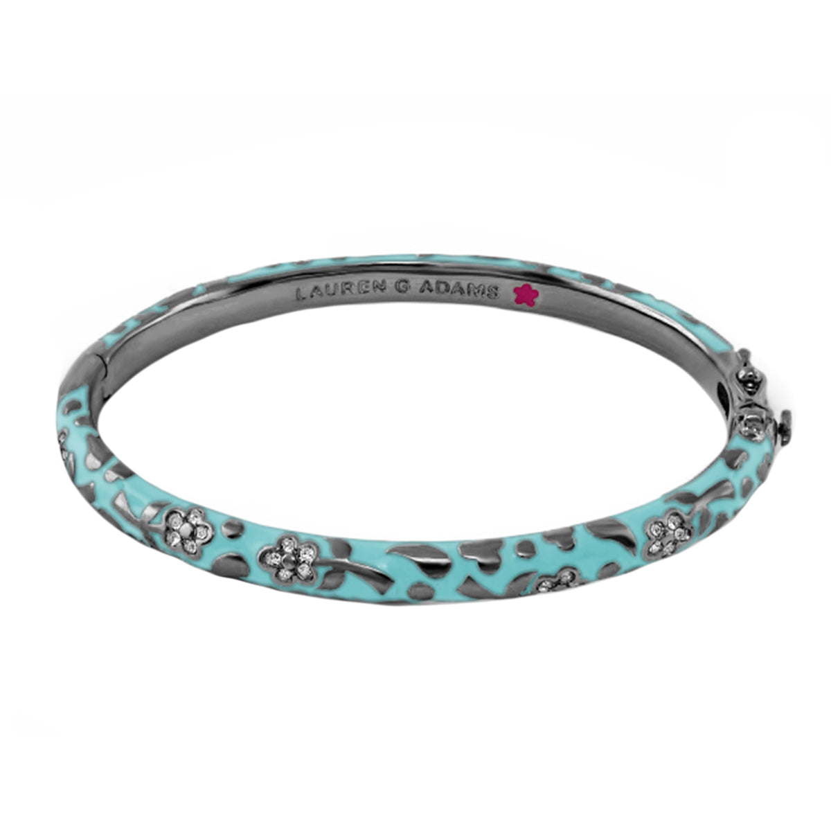 Flowers by Orly Stackable Bangle turquoise enamel with silver floral cutouts Lauren G Adams on Tampa Home & Garden Store