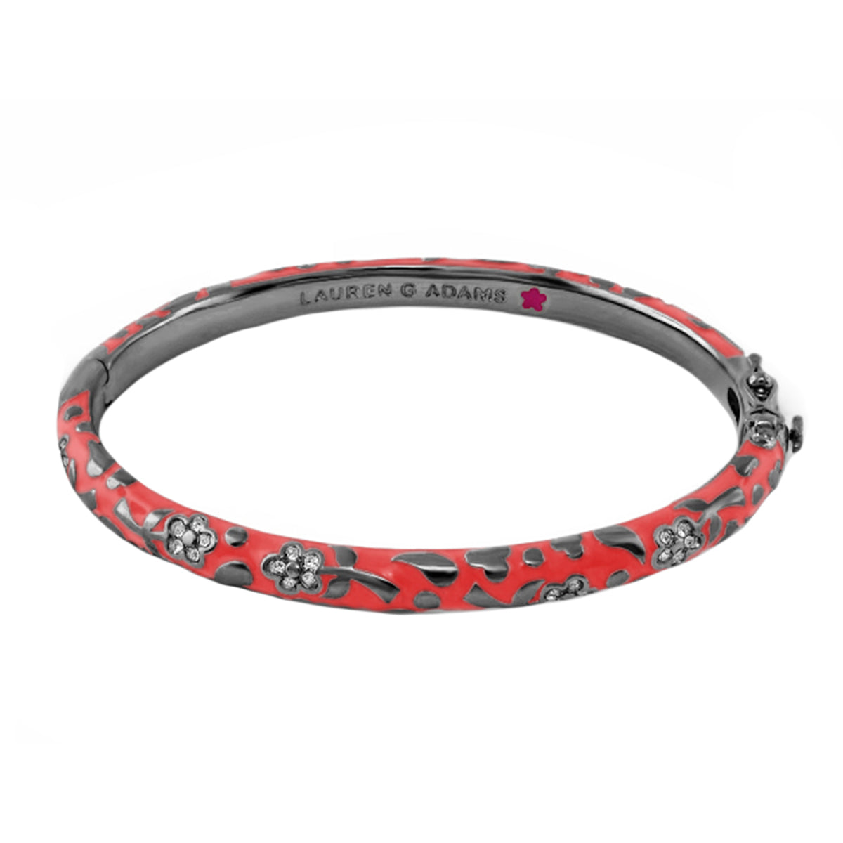 Flowers by Orly Stackable Bangle coral red enamel with floral accents; Lauren G Adams on Tampa Home & Garden Store