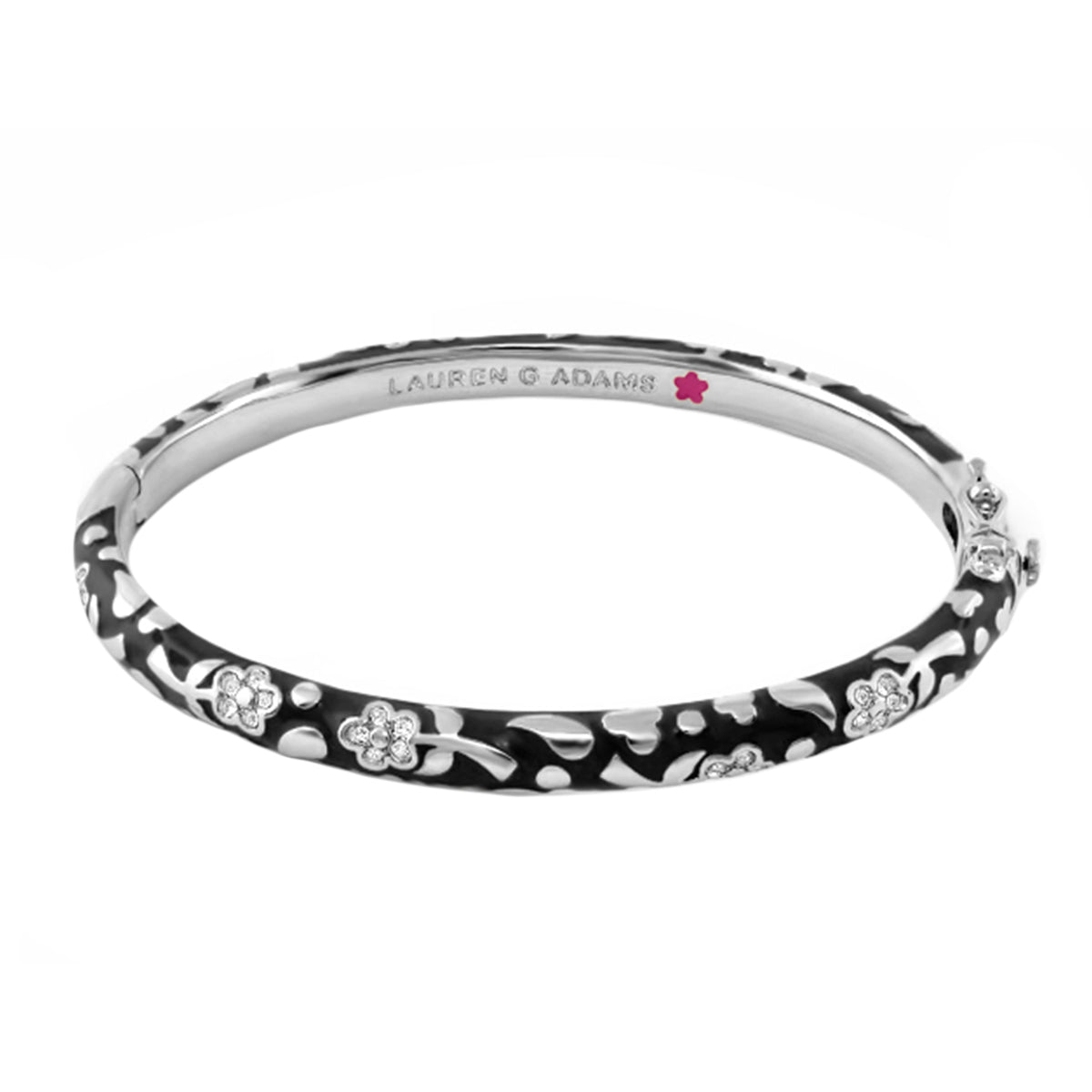 Flowers by Orly Stackable Bangle, black enamel bracelet with floral accents, Lauren G Adams on Tampa Home & Garden Store
