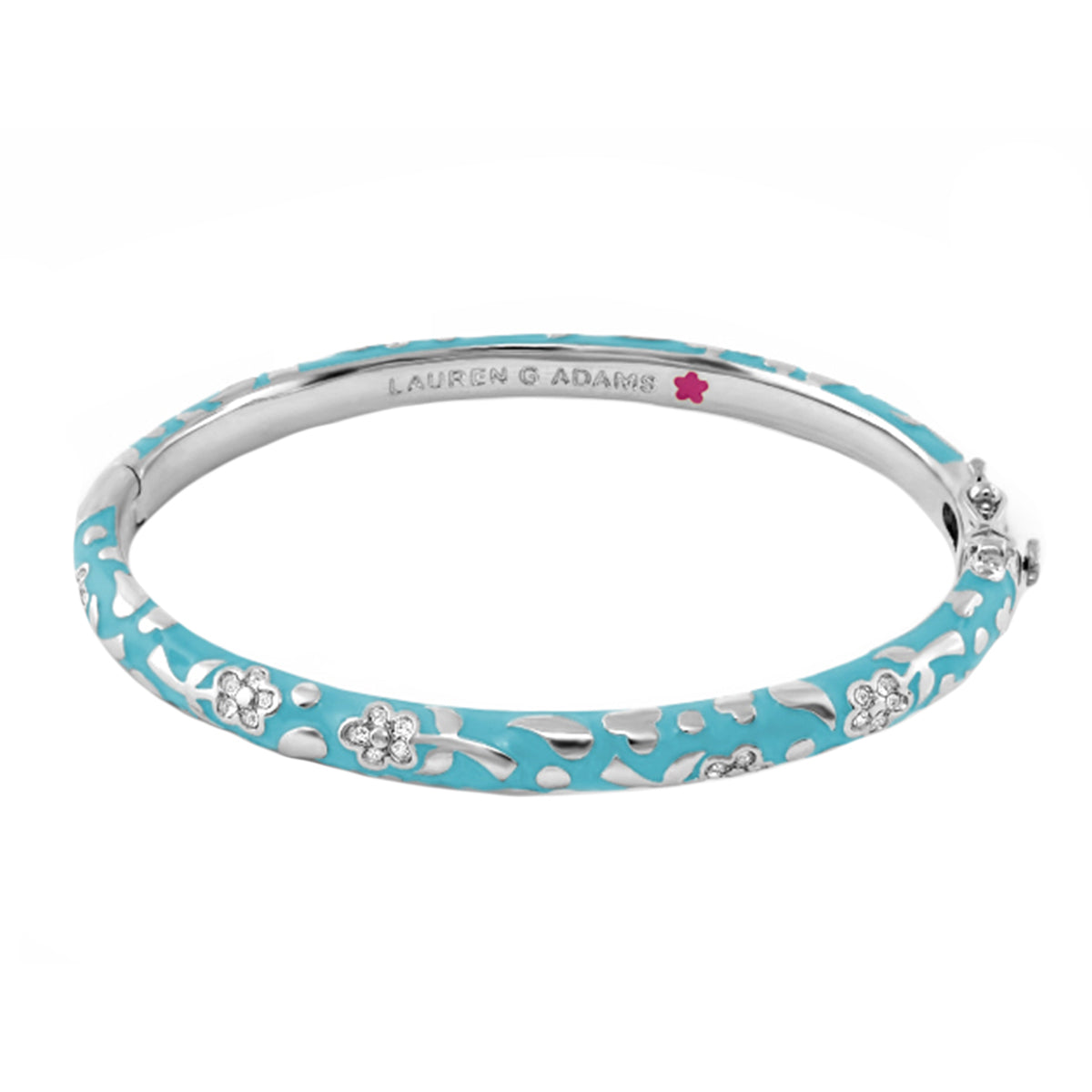 Flowers by Orly Stackable Bangle in turquoise enamel with silver floral vine accents Lauren G Adams on Tampa Home & Garden Store