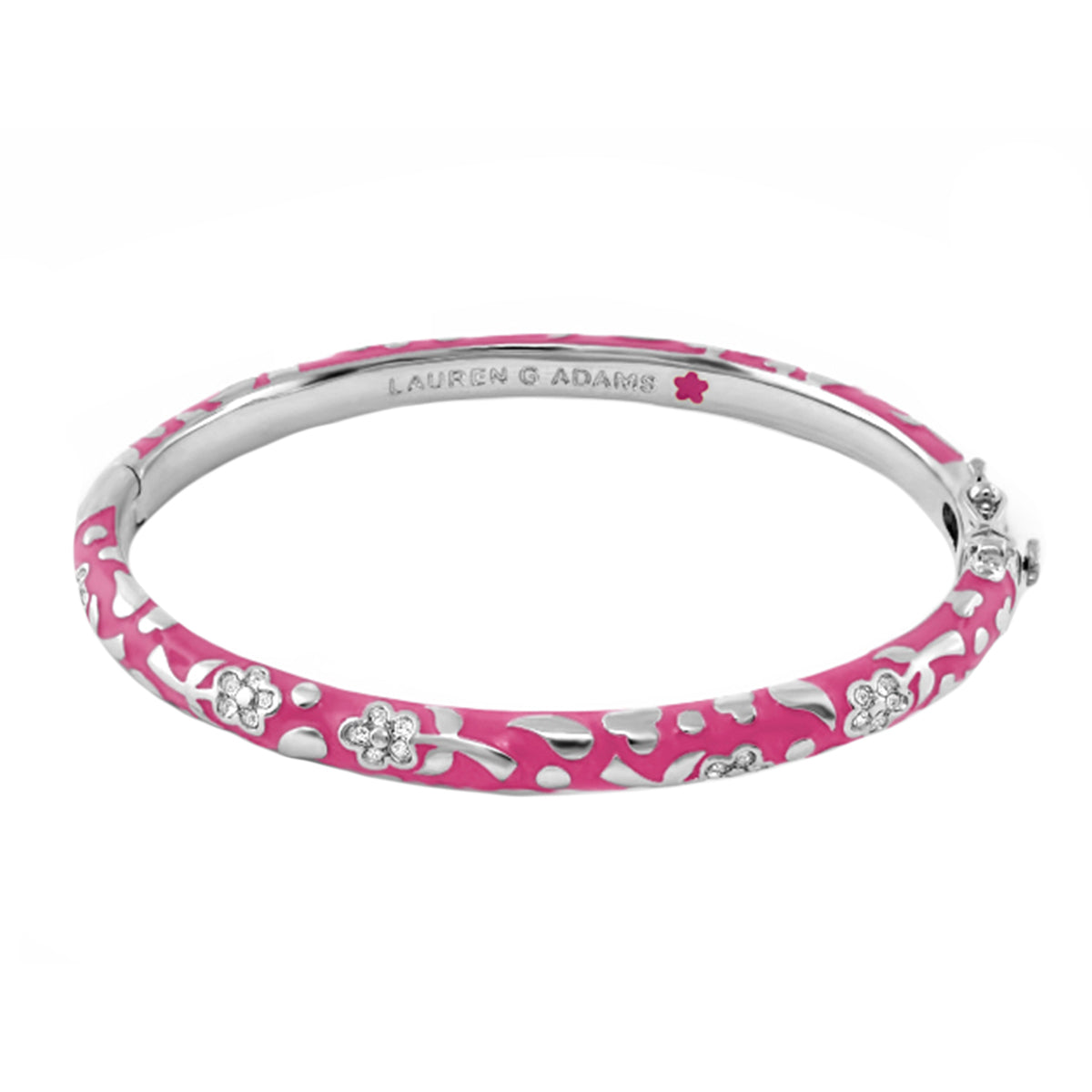Flowers by Orly Stackable Bangle bracelet in pink enamel with silver flowers Lauren G Adams on Tampa Home & Garden Store