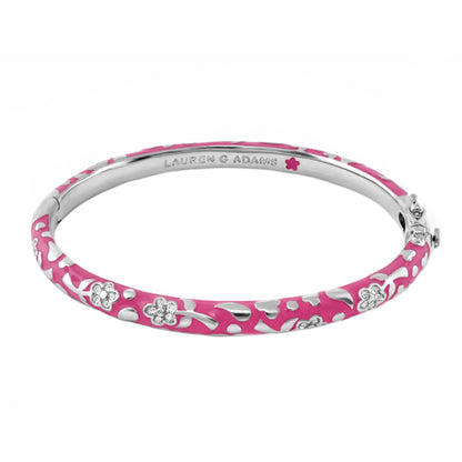 Flowers by Orly Stackable Bangle bracelet in pink enamel with silver flowers Lauren G Adams on Tampa Home & Garden Store