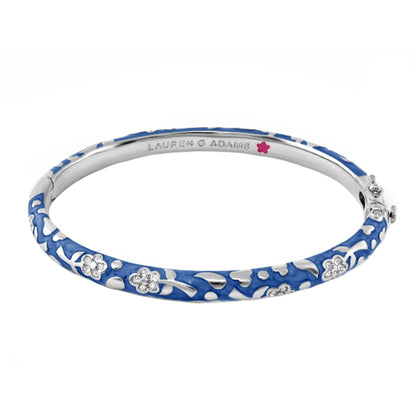 Flowers by Orly Stackable Bangle blue enamel silver-tone with floral accents Lauren G Adams on Tampa Home & Garden Store