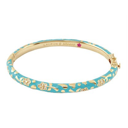 Flowers by Orly stackable bangle in turquoise enamel with gold floral accents by Lauren G Adams on Tampa Home & Garden Store