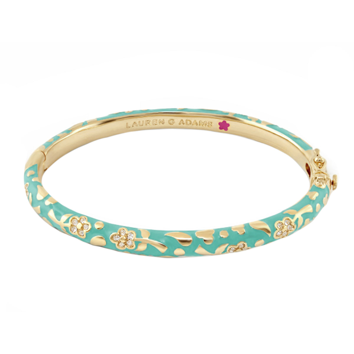 Flowers by Orly Stackable Bangle turquoise enamel with gold floral motifs Lauren G Adams on Tampa Home & Garden Store