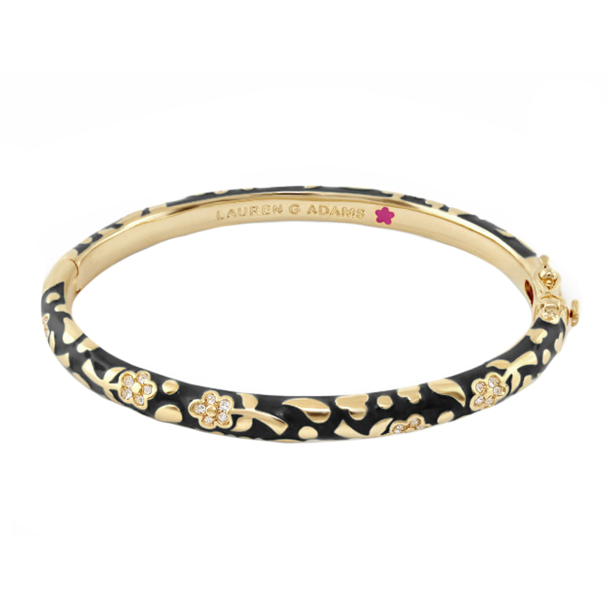 Flowers by Orly stackable bangle in black enamel with gold floral accents by Lauren G Adams on Tampa Home & Garden Store