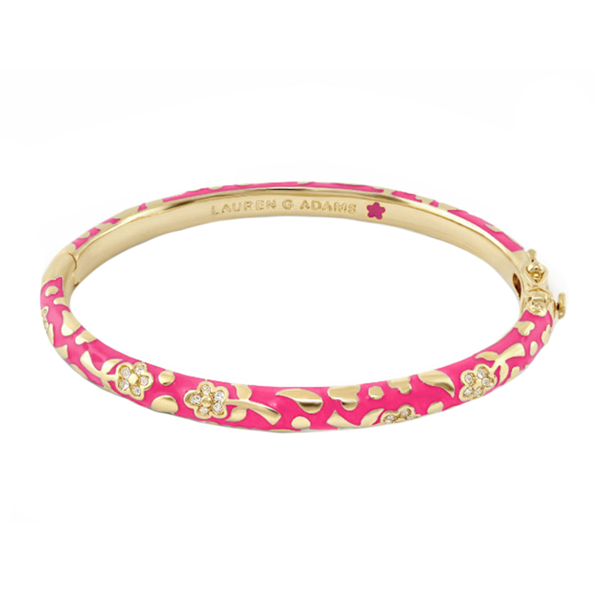 Flowers by Orly stackable bangle in pink enamel with gold-tone florals and crystals Lauren G Adams on Tampa Home & Garden Store