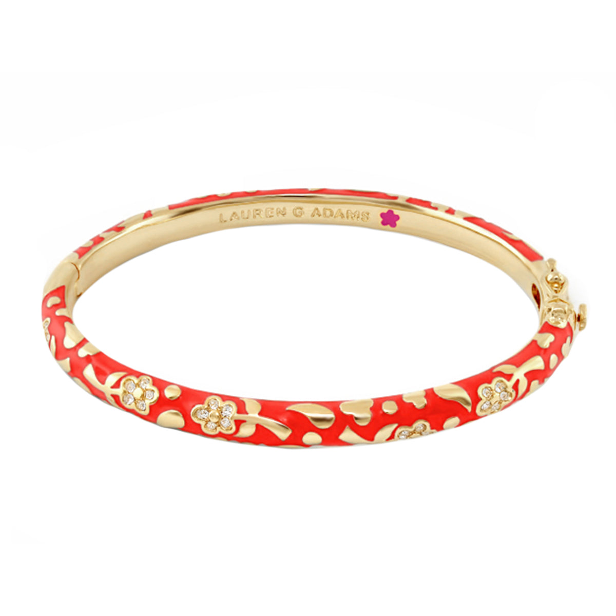 Flowers by Orly stackable bangle red enamel gold-tone floral motif crystals Lauren G Adams on Tampa Home & Garden Store