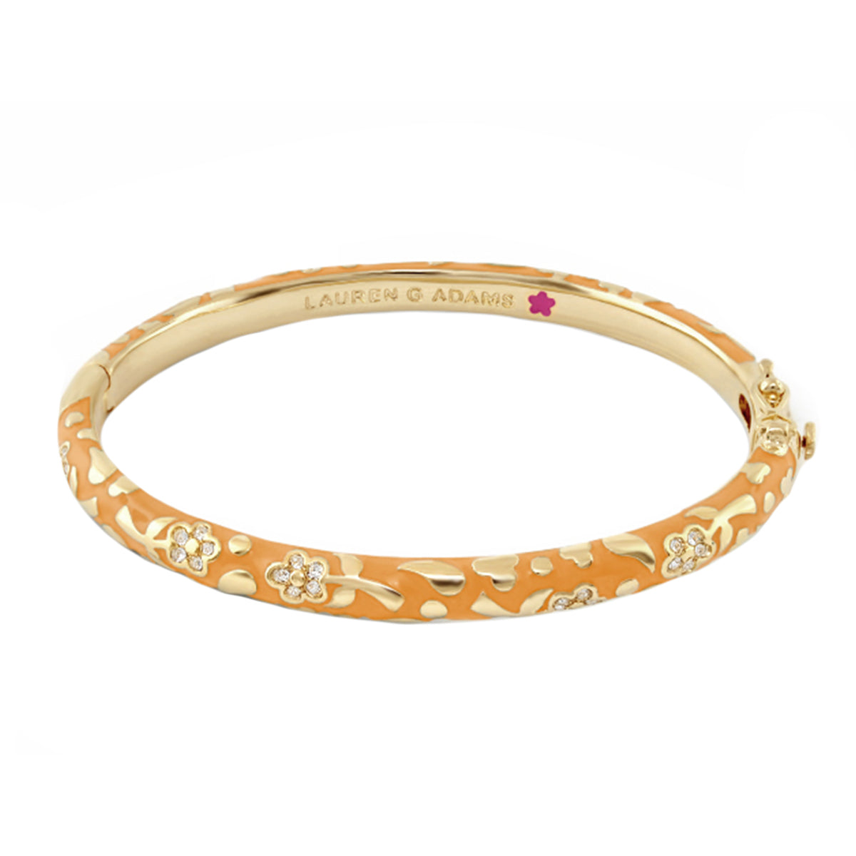Flowers by Orly Stackable Bangle gold-tone bracelet with orange enamel flowers Lauren G Adams on Tampa Home & Garden Store