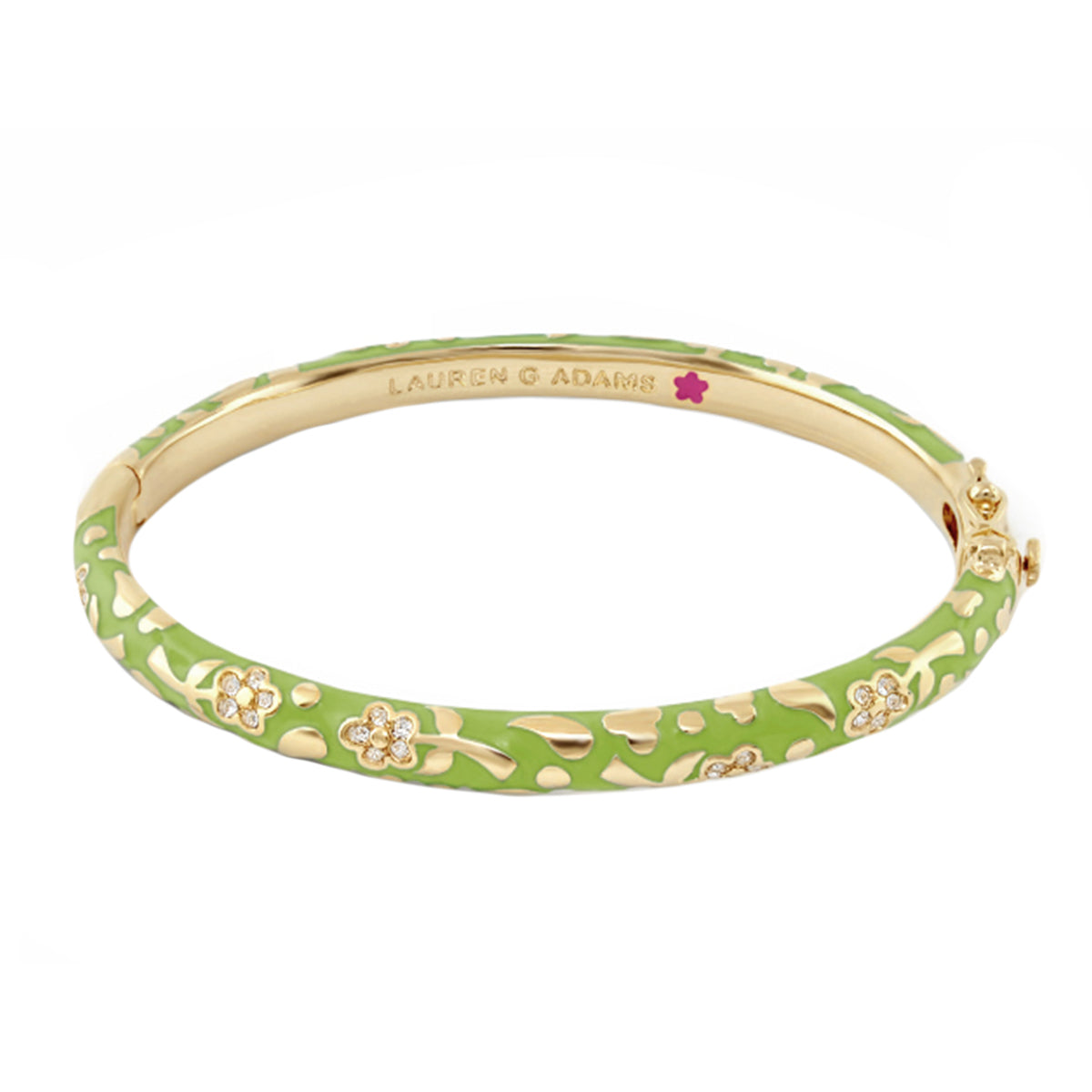 Flowers by Orly Stackable Bangle in green enamel with gold-tone floral motif Lauren G Adams on Tampa Home & Garden Store