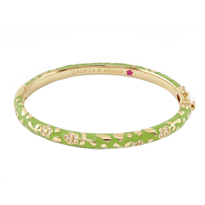 Flowers by Orly Stackable Bangle in green enamel with gold-tone floral motif Lauren G Adams on Tampa Home & Garden Store