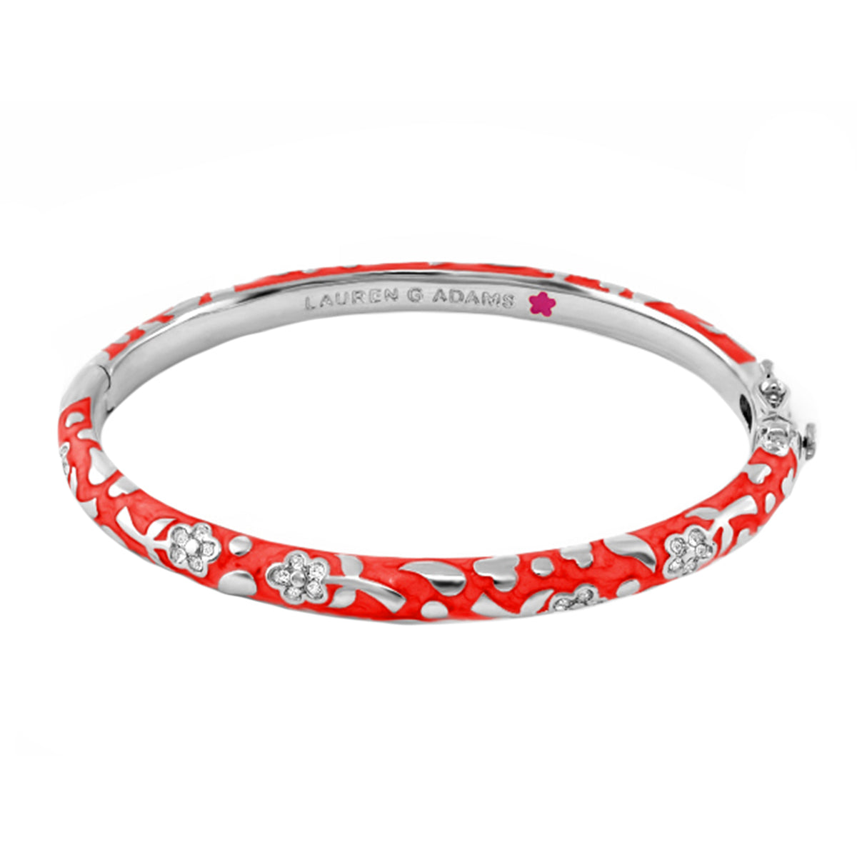 Flowers by Orly Stackable Bangle in red enamel with silver floral accents, Lauren G Adams on Tampa Home & Garden Store