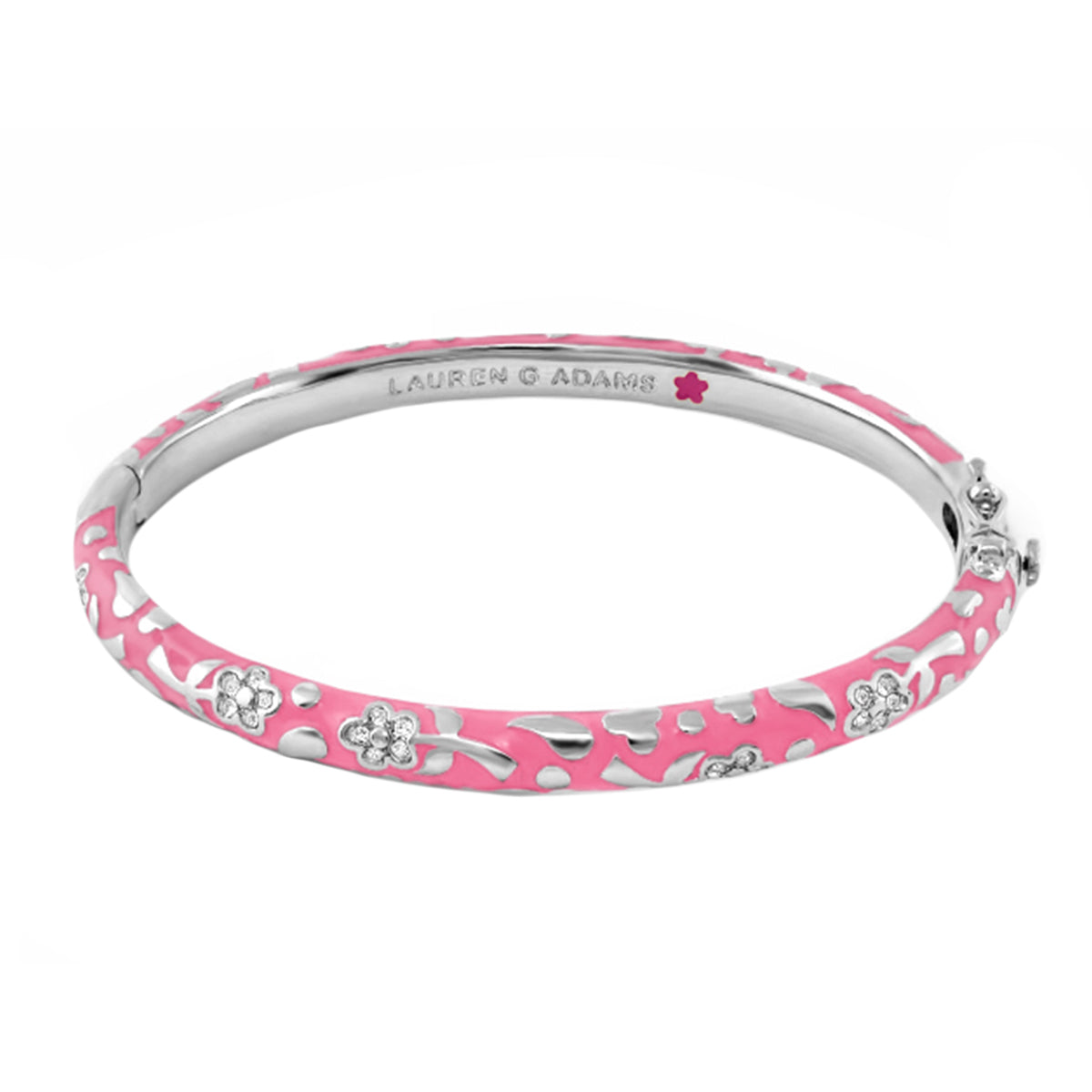 Flowers by Orly Stackable Bangle pink enamel with silver floral cutouts by Lauren G Adams on Tampa Home & Garden Store