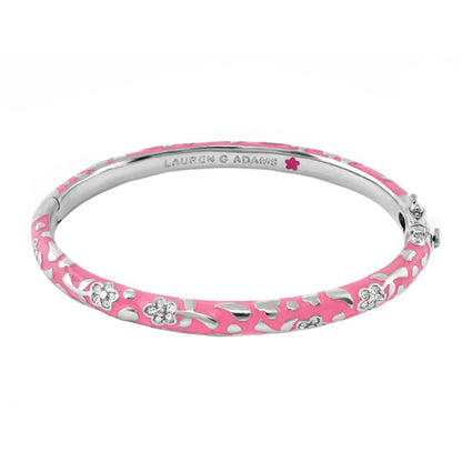 Flowers by Orly Stackable Bangle pink enamel with silver floral cutouts by Lauren G Adams on Tampa Home & Garden Store