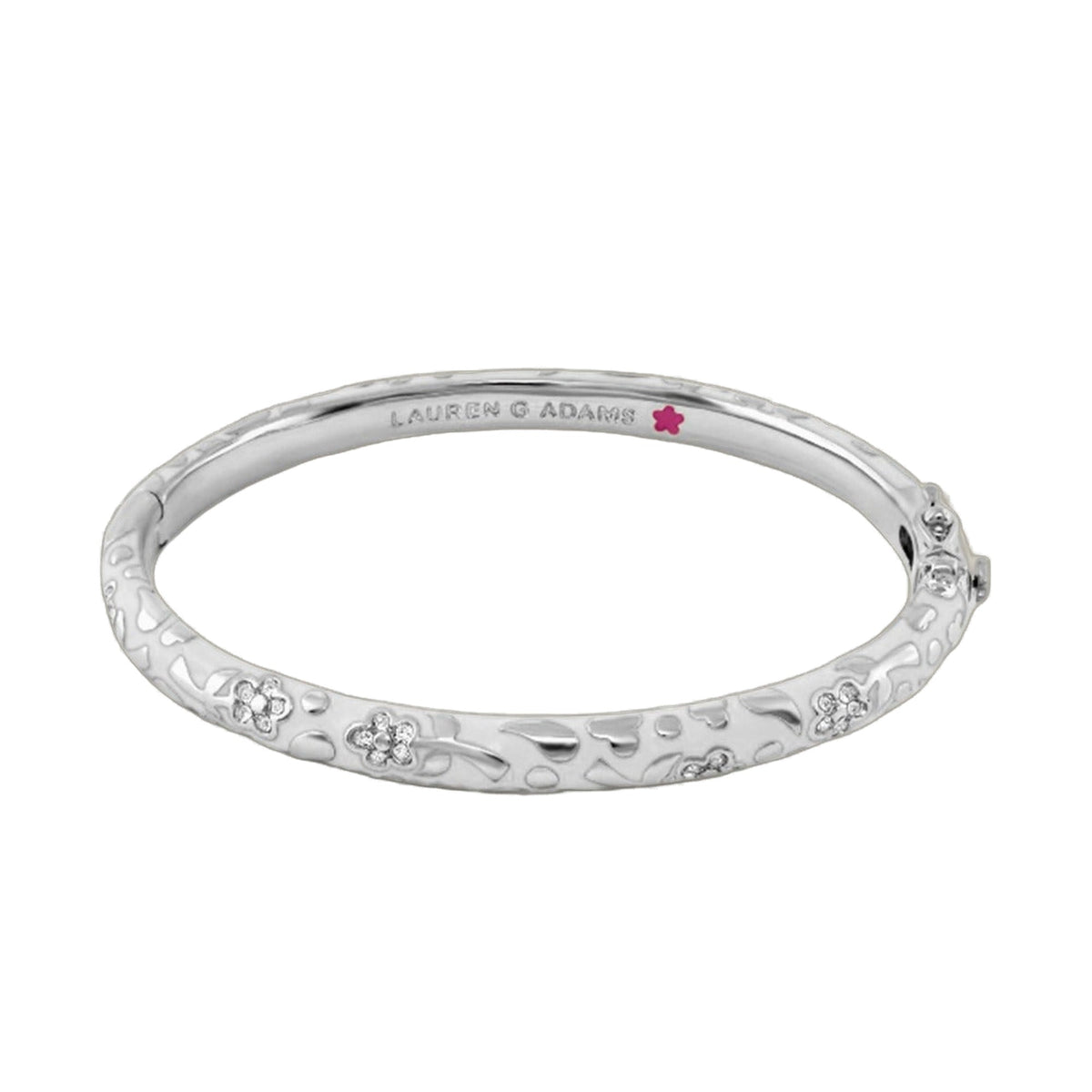 Flowers by Orly stackable silver bangle with floral engravings and Lauren G Adams mark on Tampa Home & Garden Store